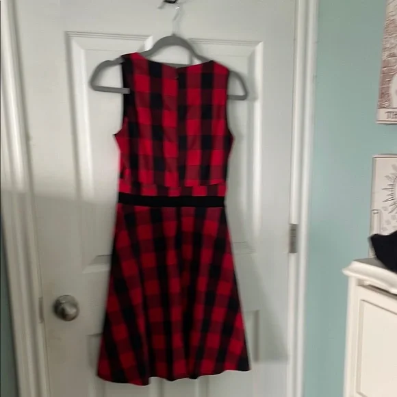 Sourpuss rare discontinued black red plaid/check dress small embroidered - Picture 3 of 3